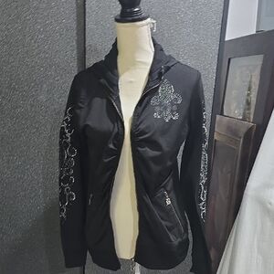 BCBGMaxAzria Black Embellished Bomber Jacket